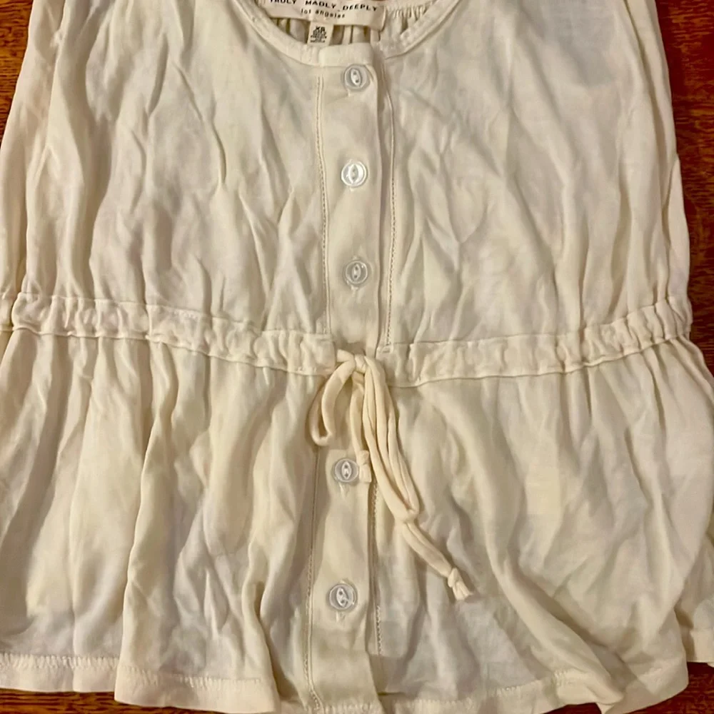 Beautiful Ecru Jersey Tank Blouse, by Truly Madly Deeply, Los Angeles. Size XS - Picture 3 of 4